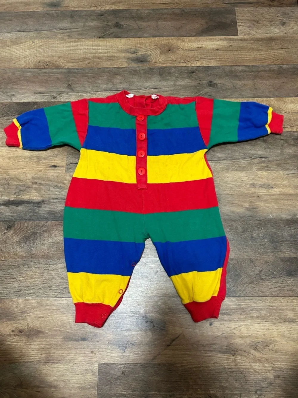 Le Top VTG Colorblock Striped Jumpsuit in Red, Green, Blue, Yellow